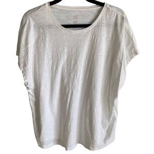J.Jill Womens White Cotton Slub Tee Large